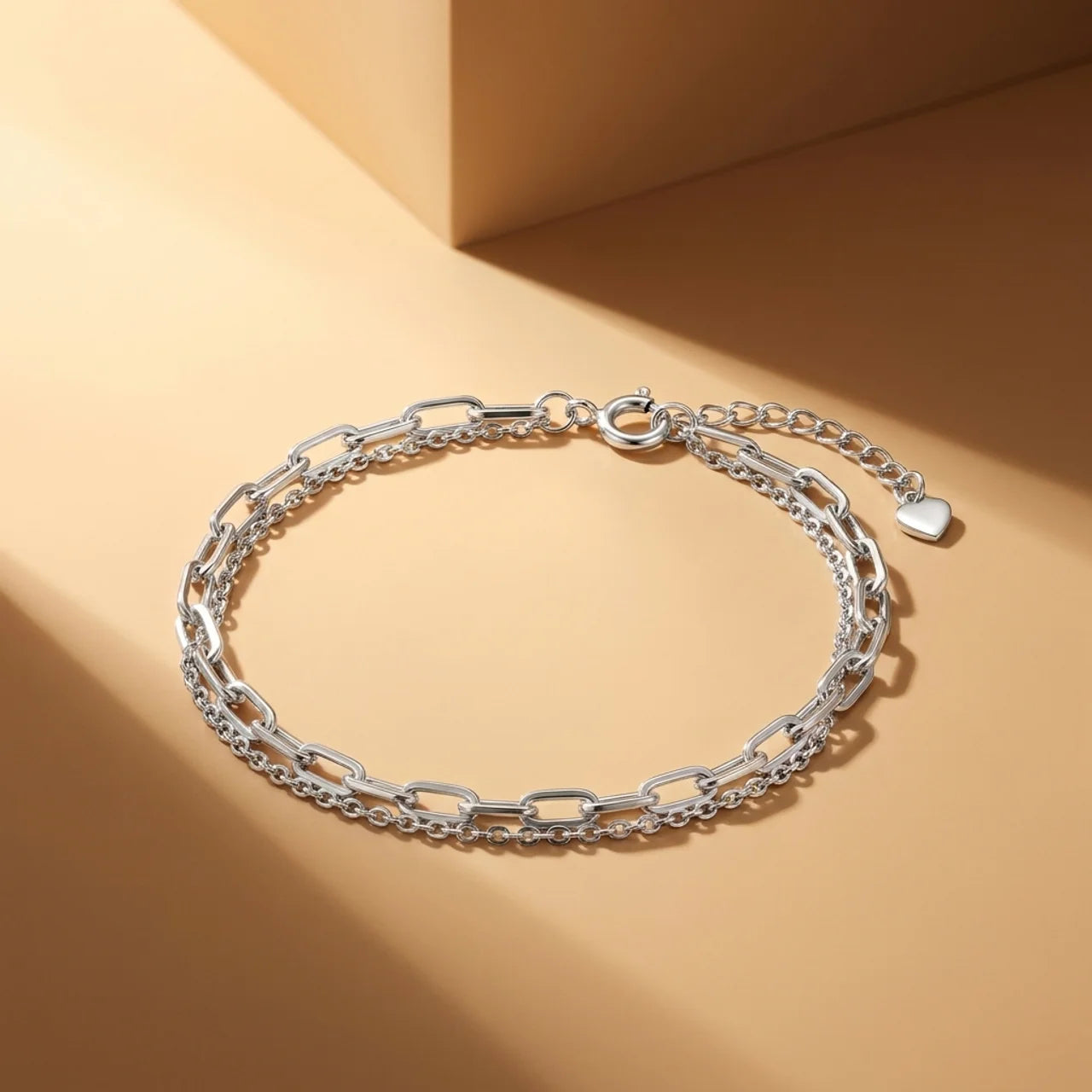Delicate Double Chain Bracelet in 925 Silver