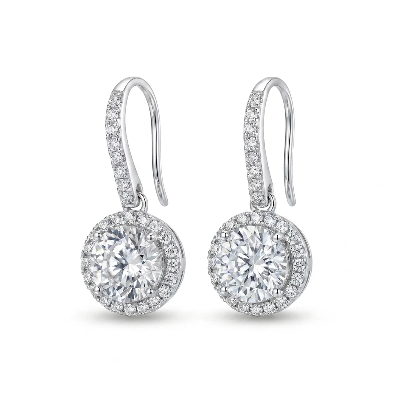 925 Silver Delicate Earrings Fully Encrusted with Small Stones