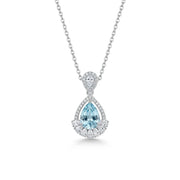 925 Silver Teardrop Necklace with Royal Zircon Details
