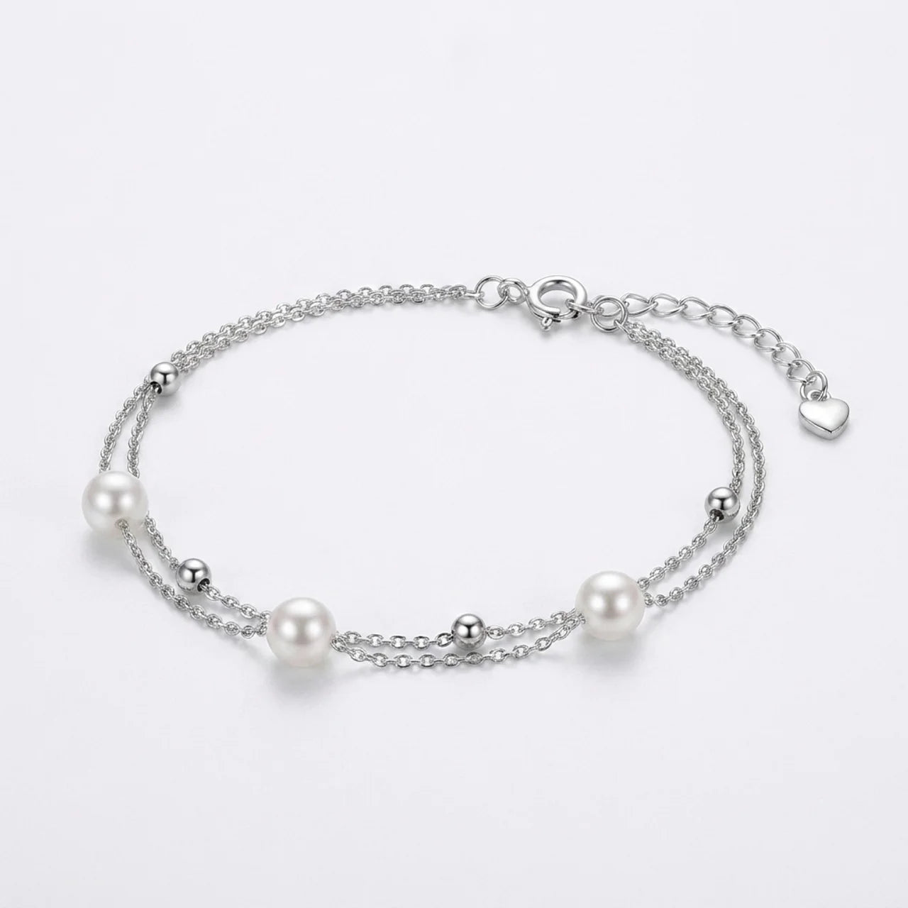 925 Silver Bracelet with Delicate Pearl Accents