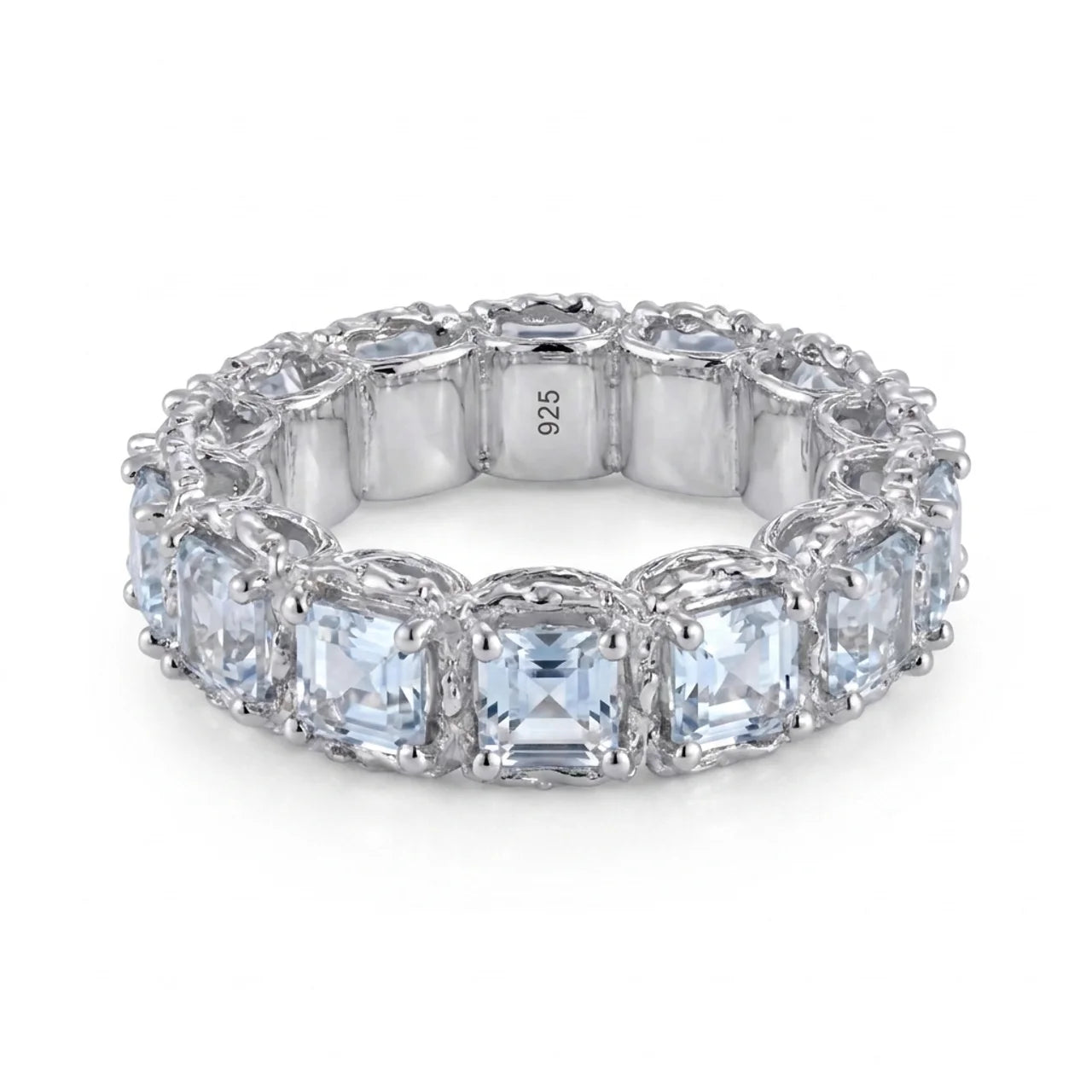 925 Silver Ring with Sparkling Rectangular Stones