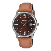 Casio Men's Analog Watch – Brown Dial & Brown Leather Band