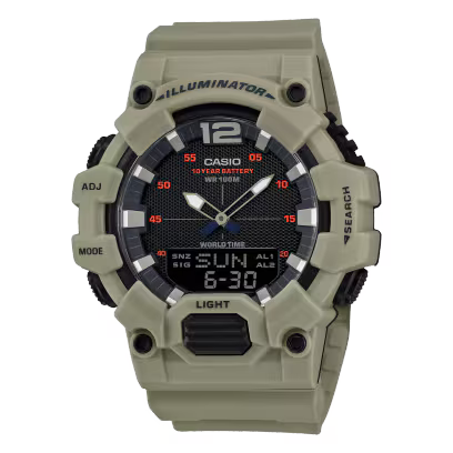 Casio Men's Analog-Digital Watch – Khaki Resin Case & Band