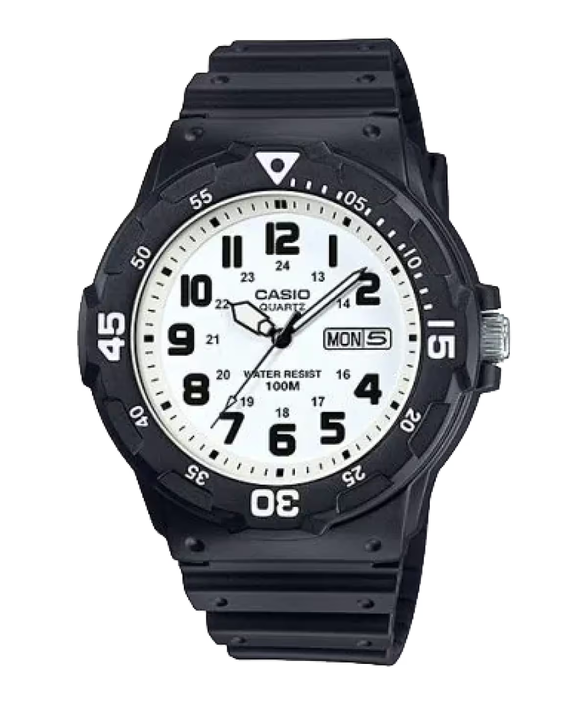 Casio Analog Men’s Watch – White Dial and Black Resin Band