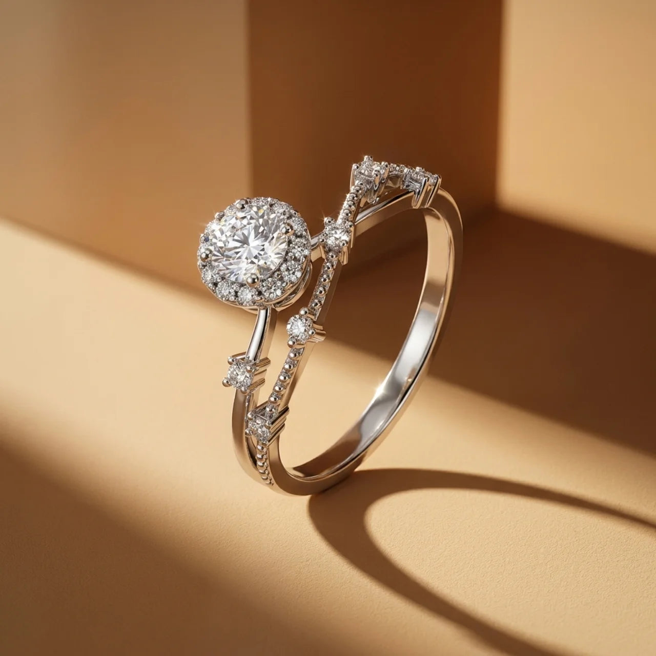 925 Silver Ring with a Round Stone and Luxurious Details