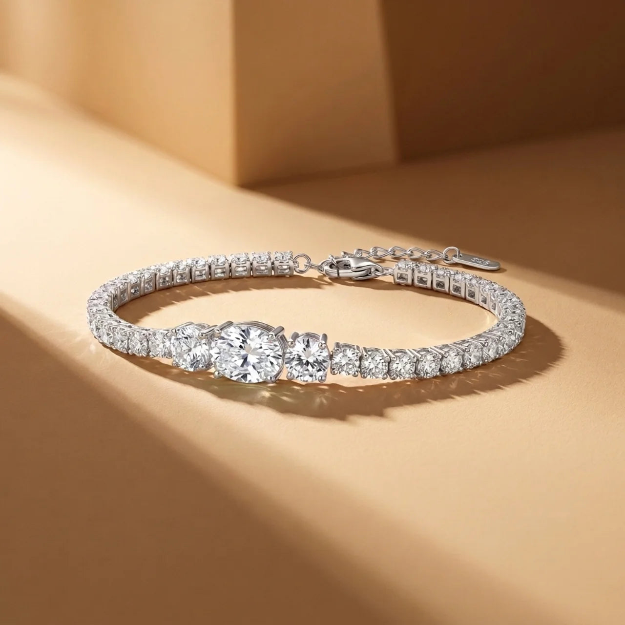 925 Silver Tennis Bracelet with Three Sparkling Stones