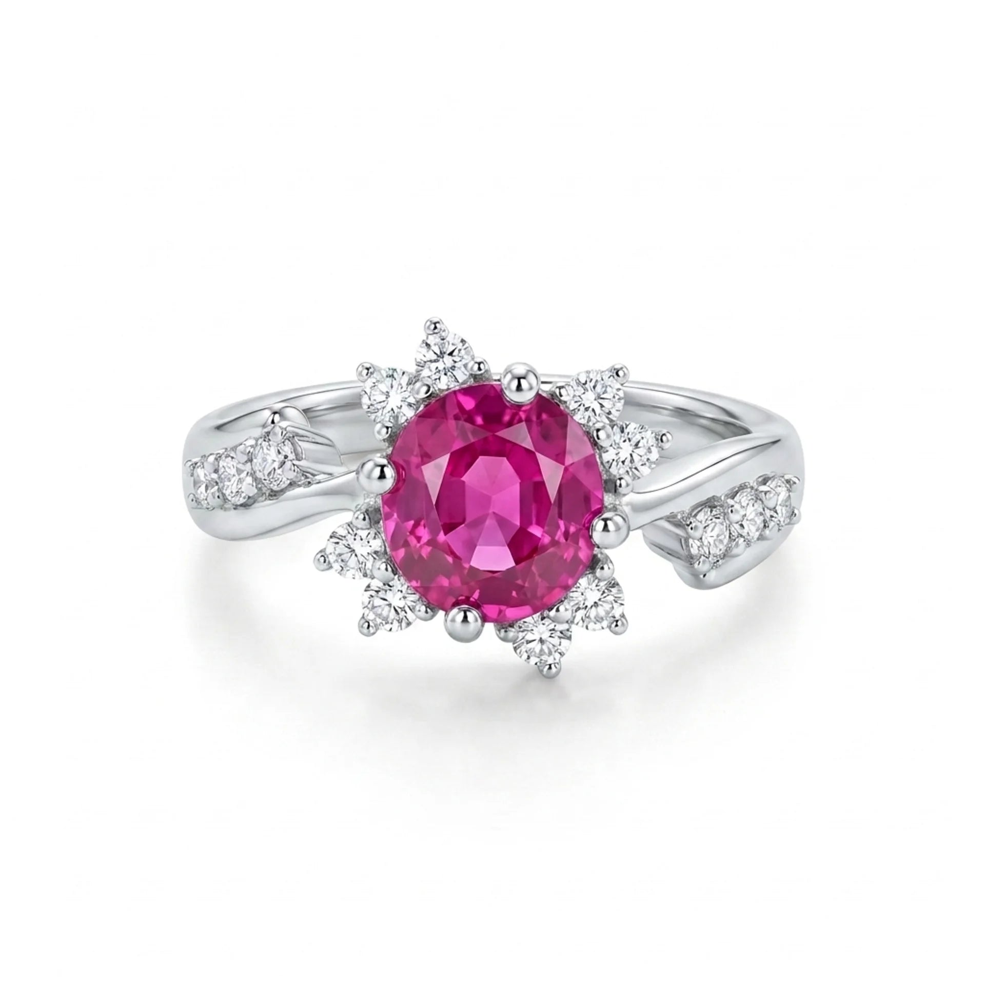 925 Silver Luxury Fuchsia Flower Ring