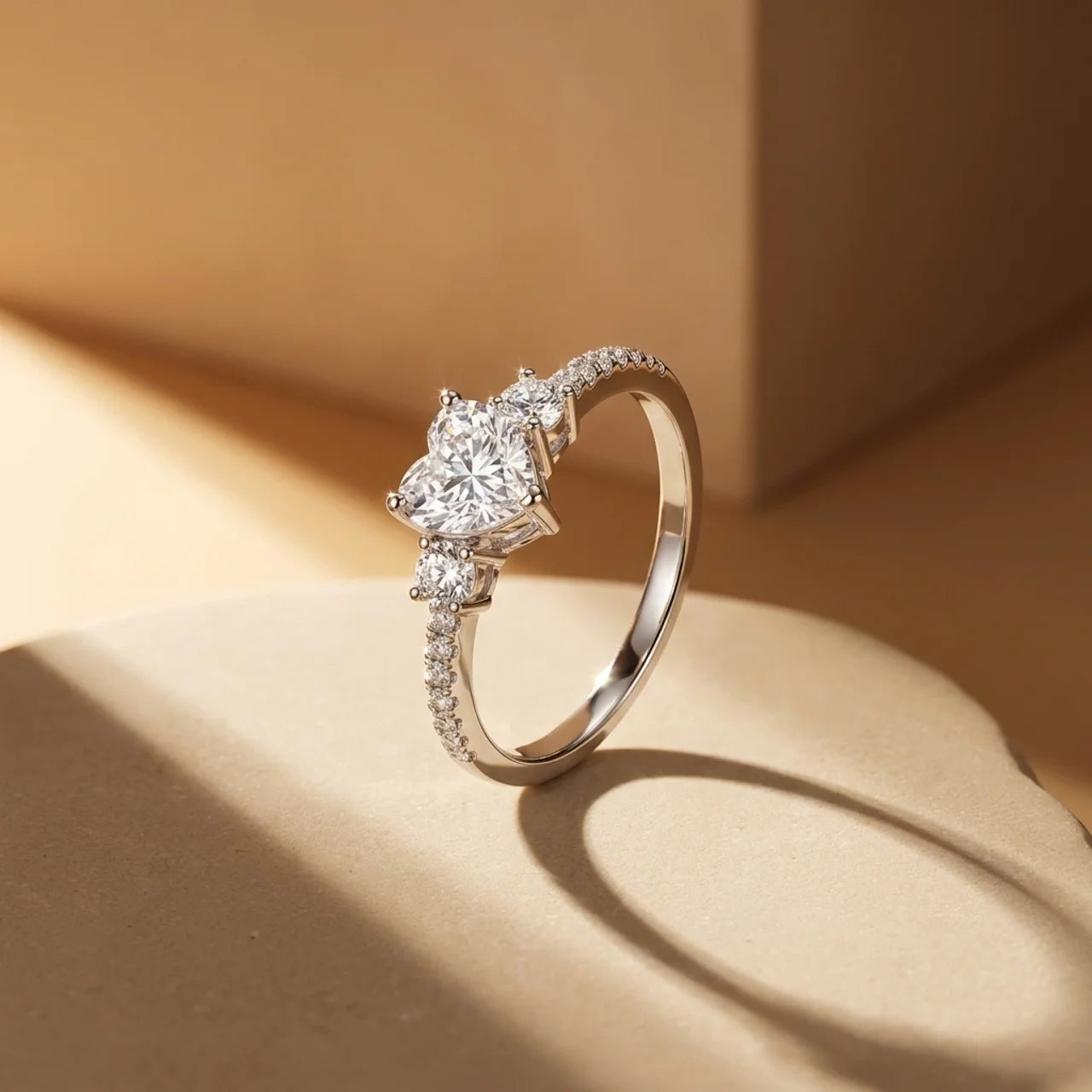 925 Silver Heart Ring with Sparkling Details