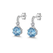 925 Silver Earrings with Sparkling Stones and Rectangular Blue Gem Design