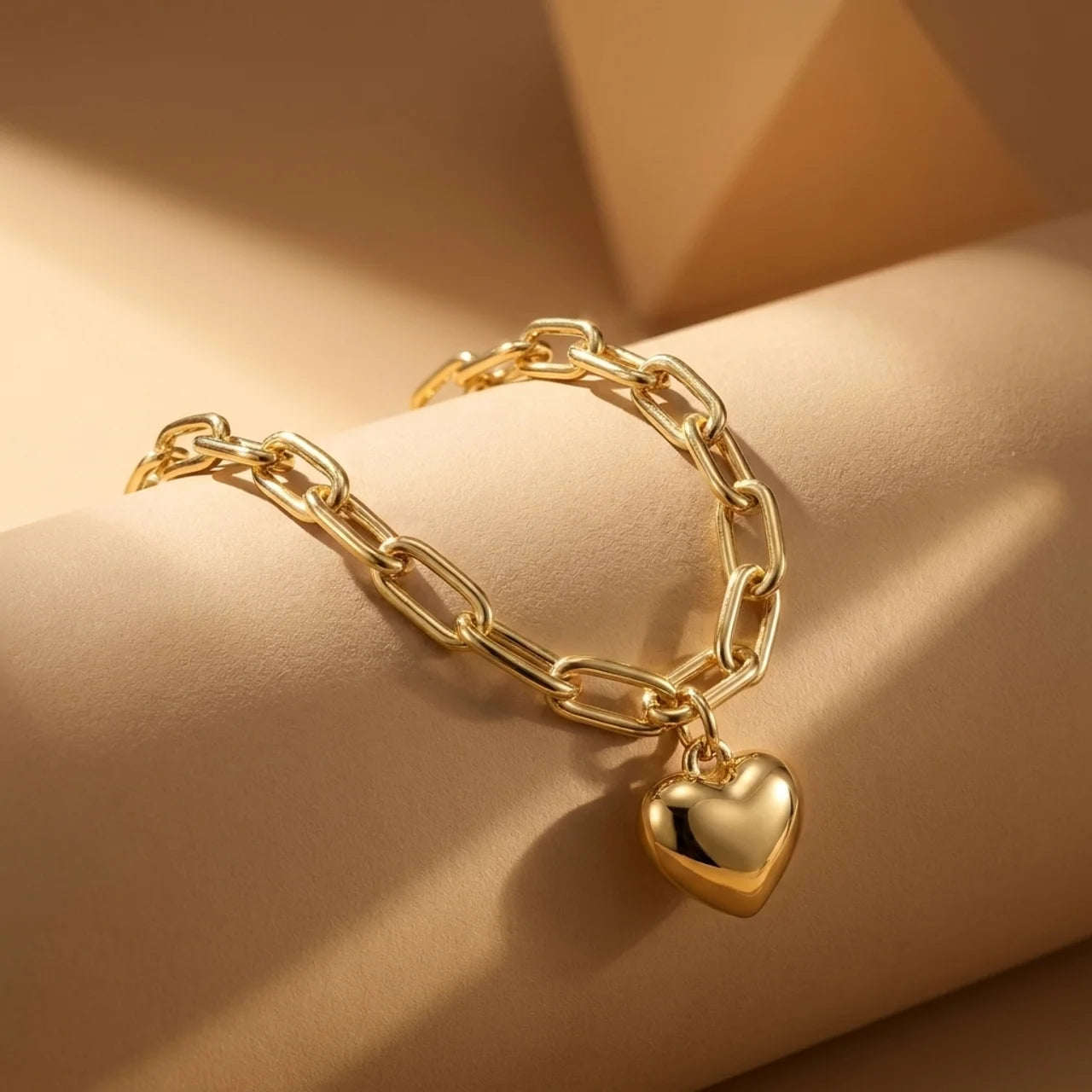 925 Silver Chain Bracelet with Gold Plated Heart Charm