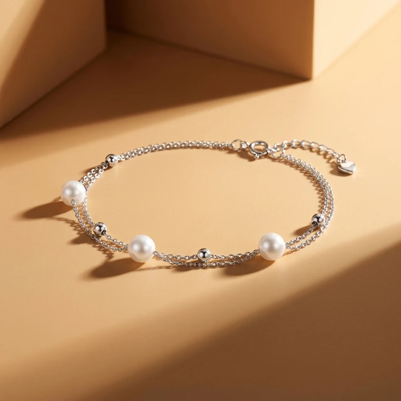 925 Silver Bracelet with Delicate Pearl Accents