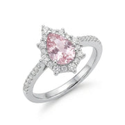 925 Silver Ring with a Pink Teardrop Stone and Delicate Details