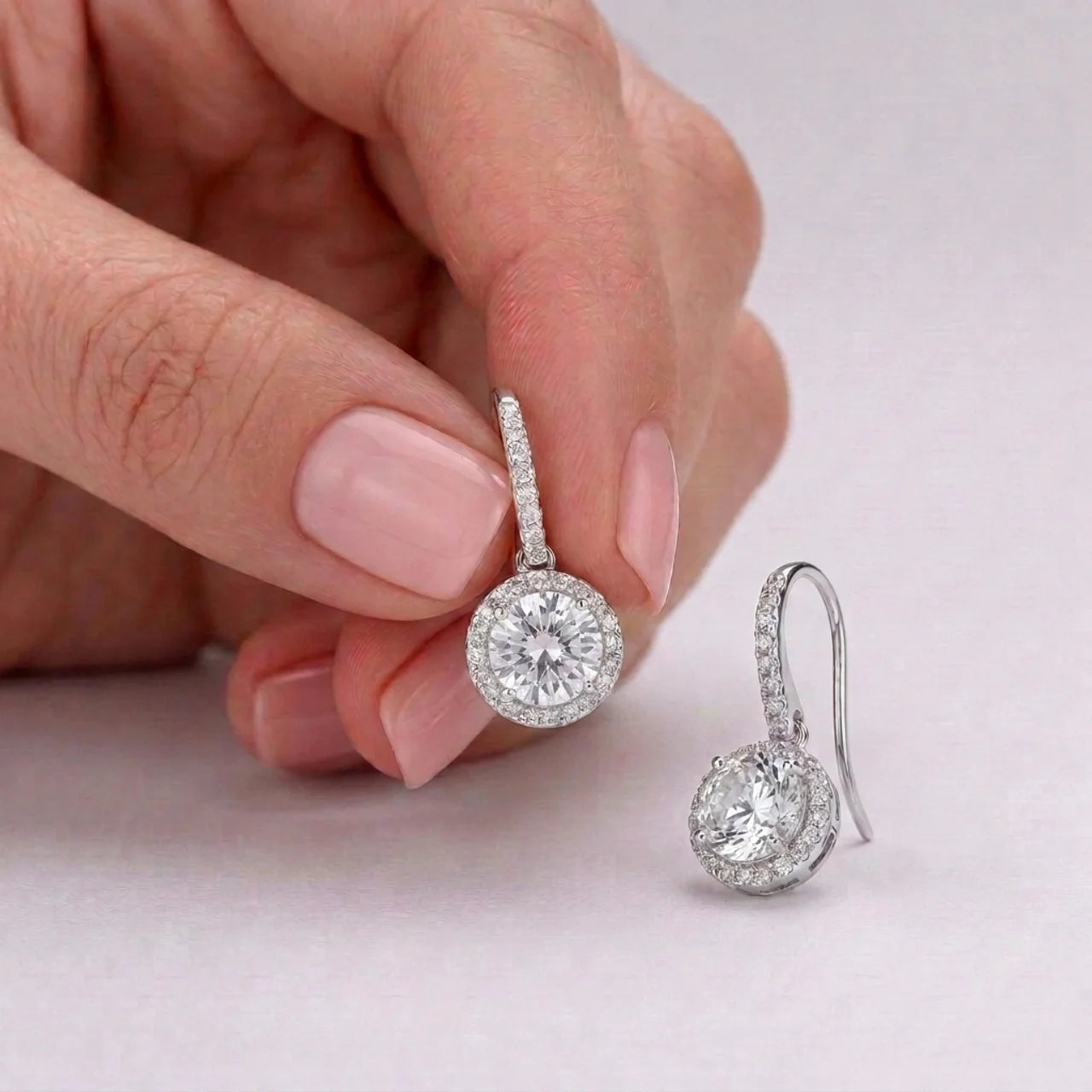 925 Silver Delicate Earrings Fully Encrusted with Small Stones