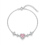Pink Ice Crushed Heart Bracelet in 925 Silver