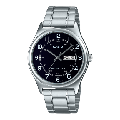 Casio Men's Analog Watch – Black Dial & Stainless Steel Bracelet
