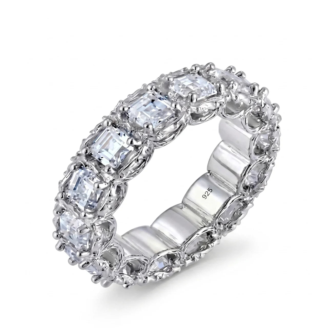925 Silver Ring with Sparkling Rectangular Stones