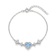 Delicate 925 Silver Bracelet with Blue Heart Stone