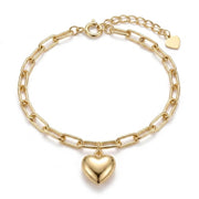 925 Silver Chain Bracelet with Gold Plated Heart Charm