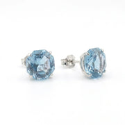 925 Silver Earrings with a Geometric-Cut Blue Stone Design