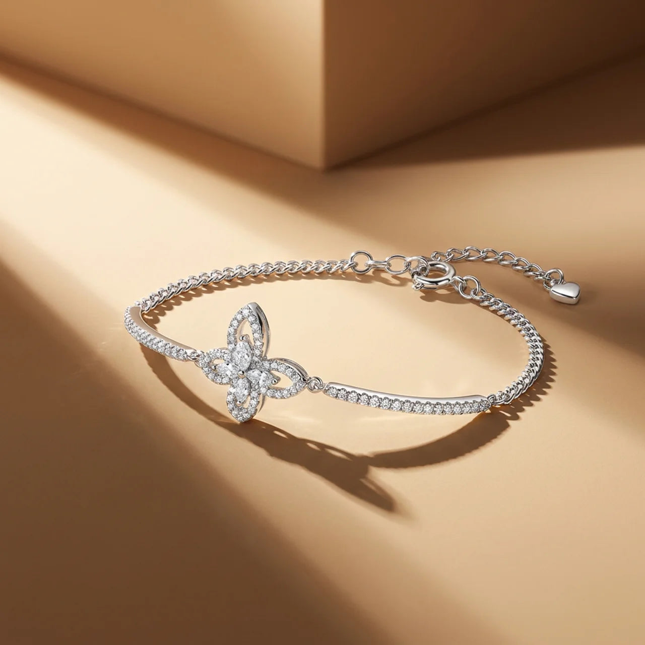 925 Silver Butterfly Bracelet With Sparkling Details