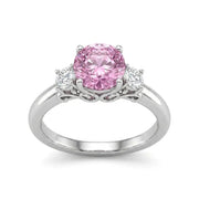 925 Silver Luxury Ring with Zircon Stones and a Large Pink Center Stone