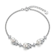 Elegant Butterfly Bracelet with Pearl Beads in 925 Silver