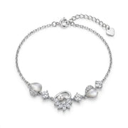 925 Silver Hearts and Pearl Beads Bracelet