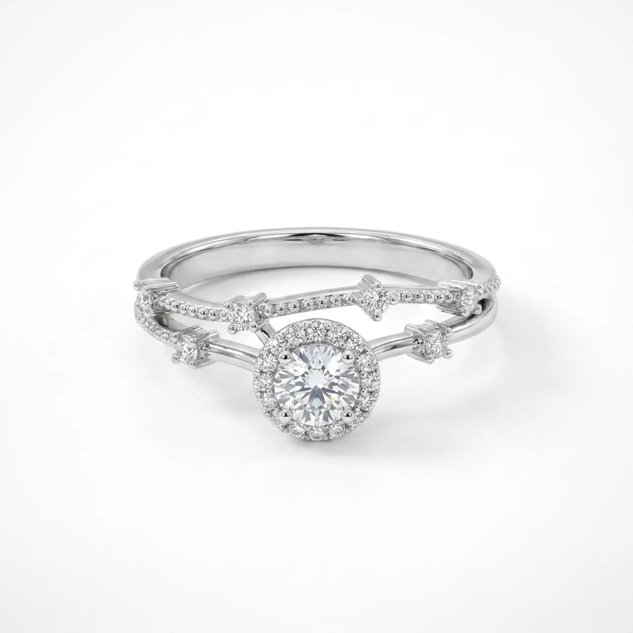 925 Silver Ring with a Round Stone and Luxurious Details