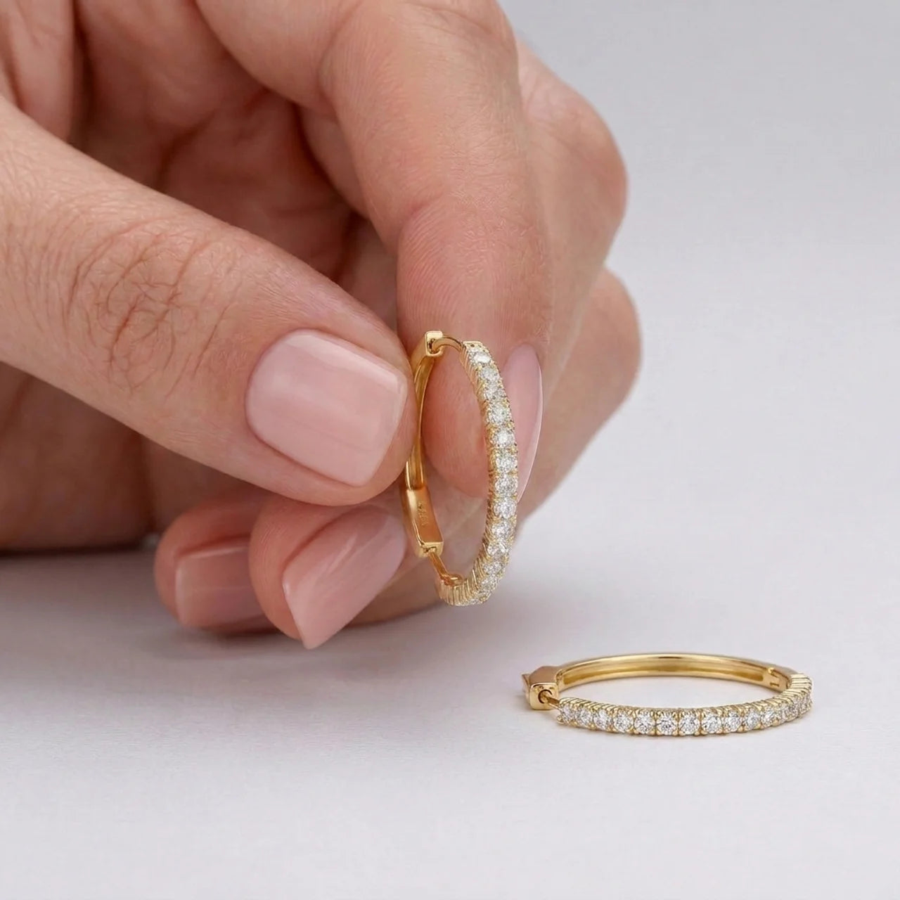 Fully Encrusted Women’s Hoop Earrings in 925 Silver