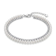 Elegant 925 Silver Bracelet Fully Encrusted with Pearls