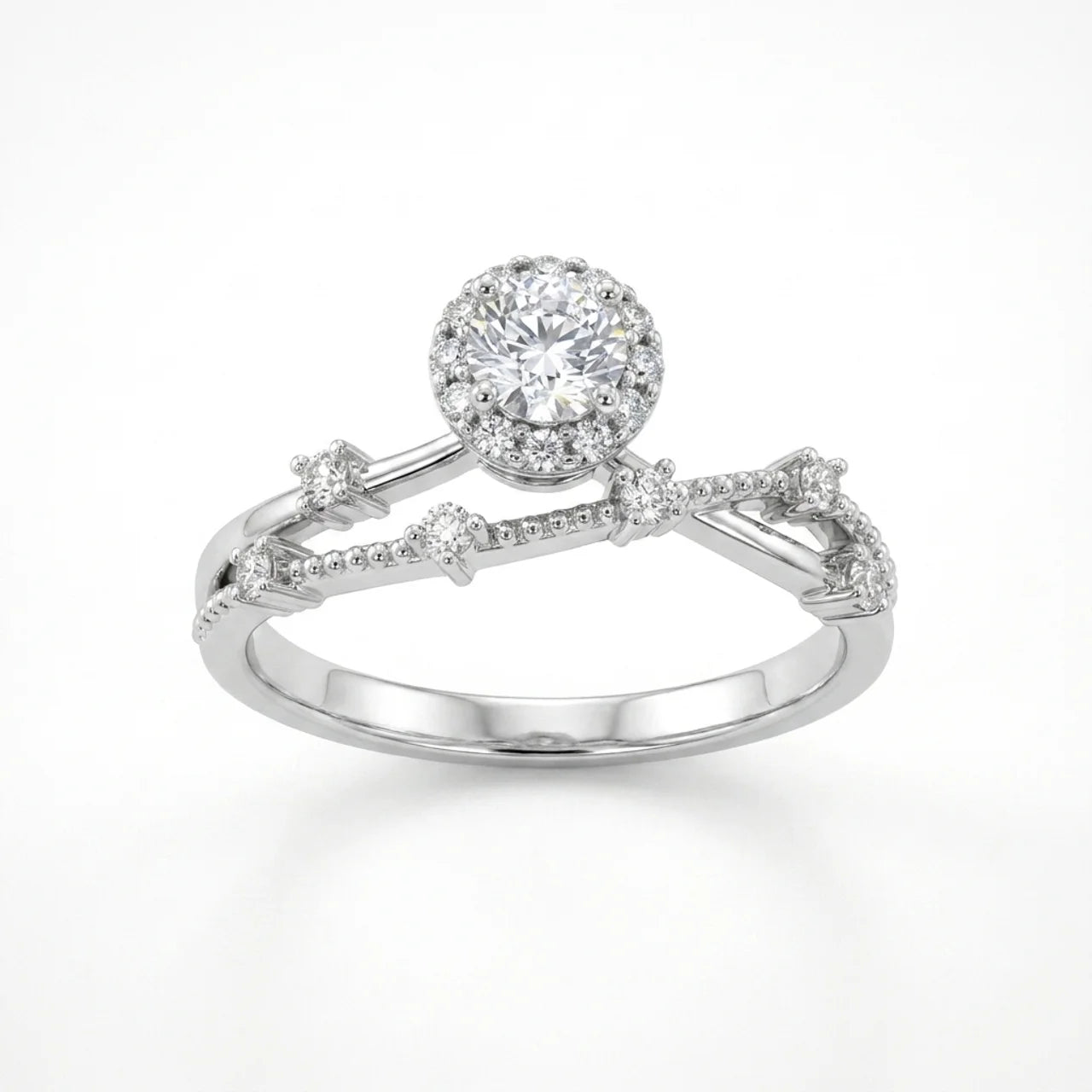 925 Silver Ring with a Round Stone and Luxurious Details