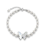 Butterfly Bracelet with Pearl Beads in 925 Silver