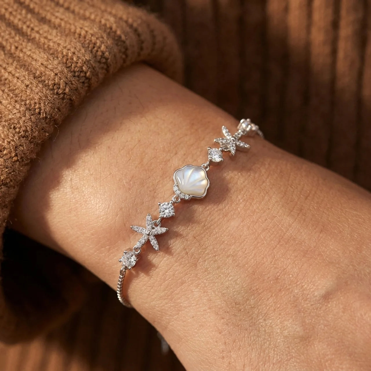 Shell and Starfish Bracelet in 925 Silver