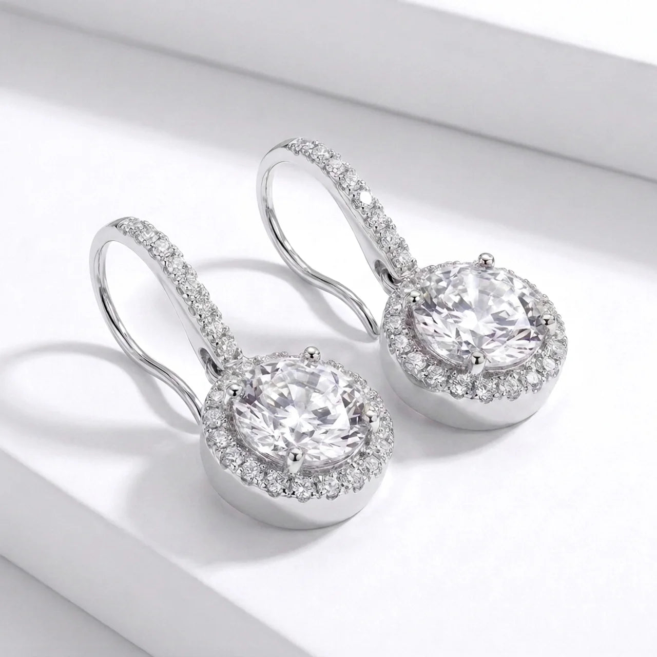 925 Silver Delicate Earrings Fully Encrusted with Small Stones
