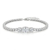 925 Silver Tennis Bracelet with Three Sparkling Stones