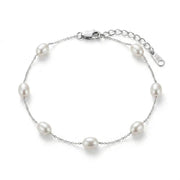 Delicate Bracelet with Pearl Beads in 925 Silver