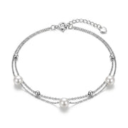 925 Silver Bracelet with Delicate Pearl Accents