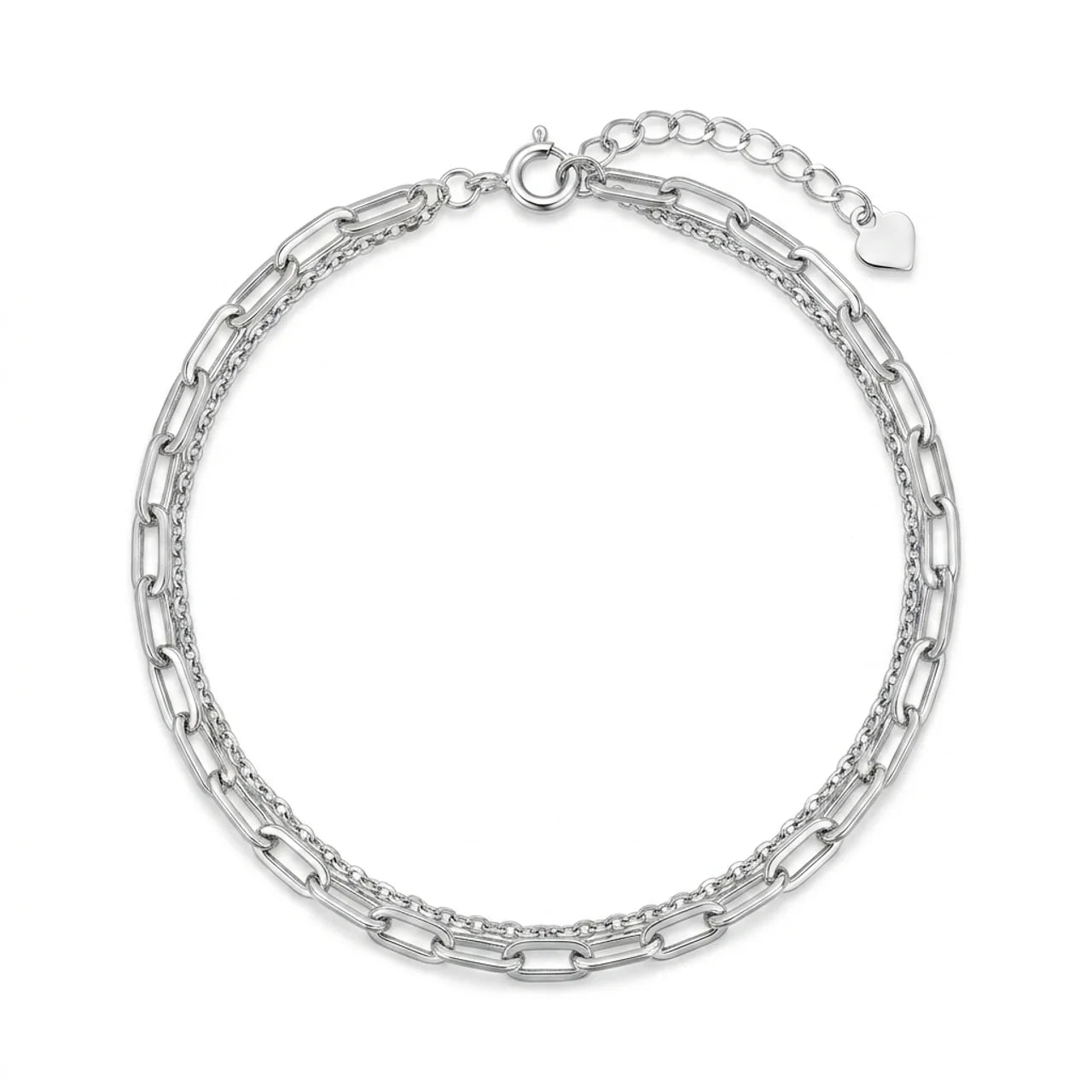 Delicate Double Chain Bracelet in 925 Silver