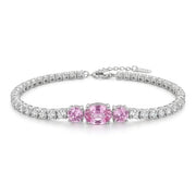Royal Bracelet with Pink Stone and Sparkling Zircon in 925 Silver