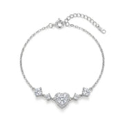 Heart Bracelet with Sparkling Stones in 925 Silver