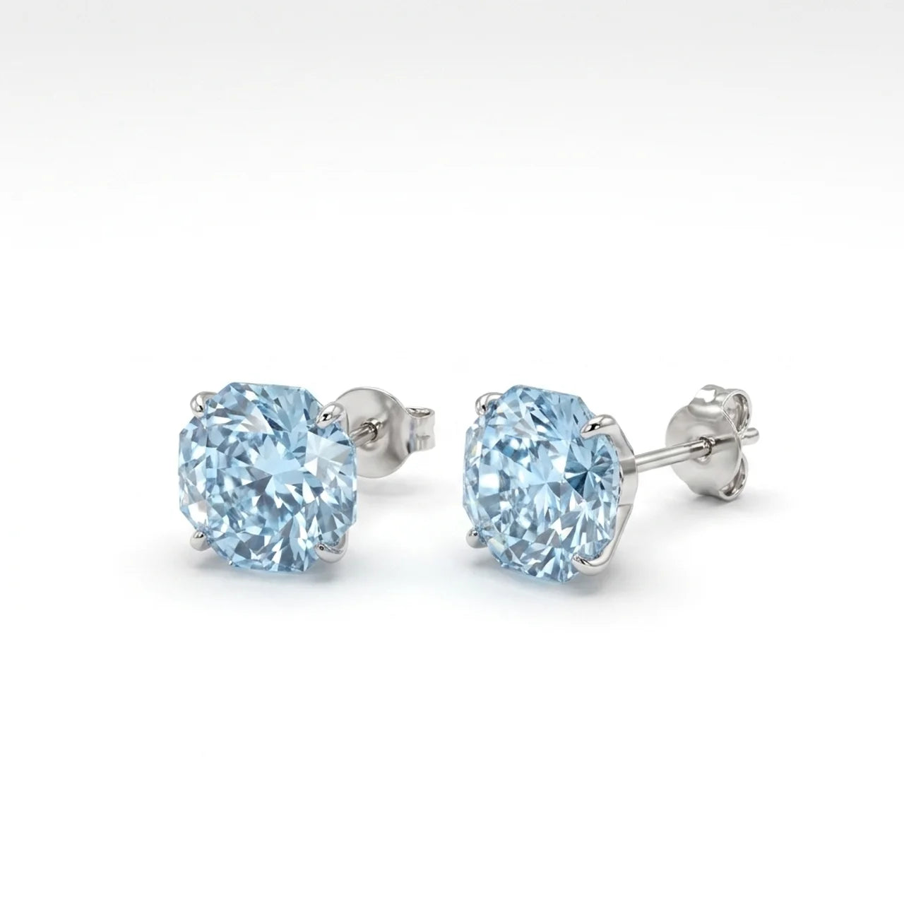 925 Silver Earrings with a Geometric-Cut Blue Stone Design
