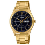 Casio Men's Analog Watch - Black Dial & Gold Stainless Steel Band