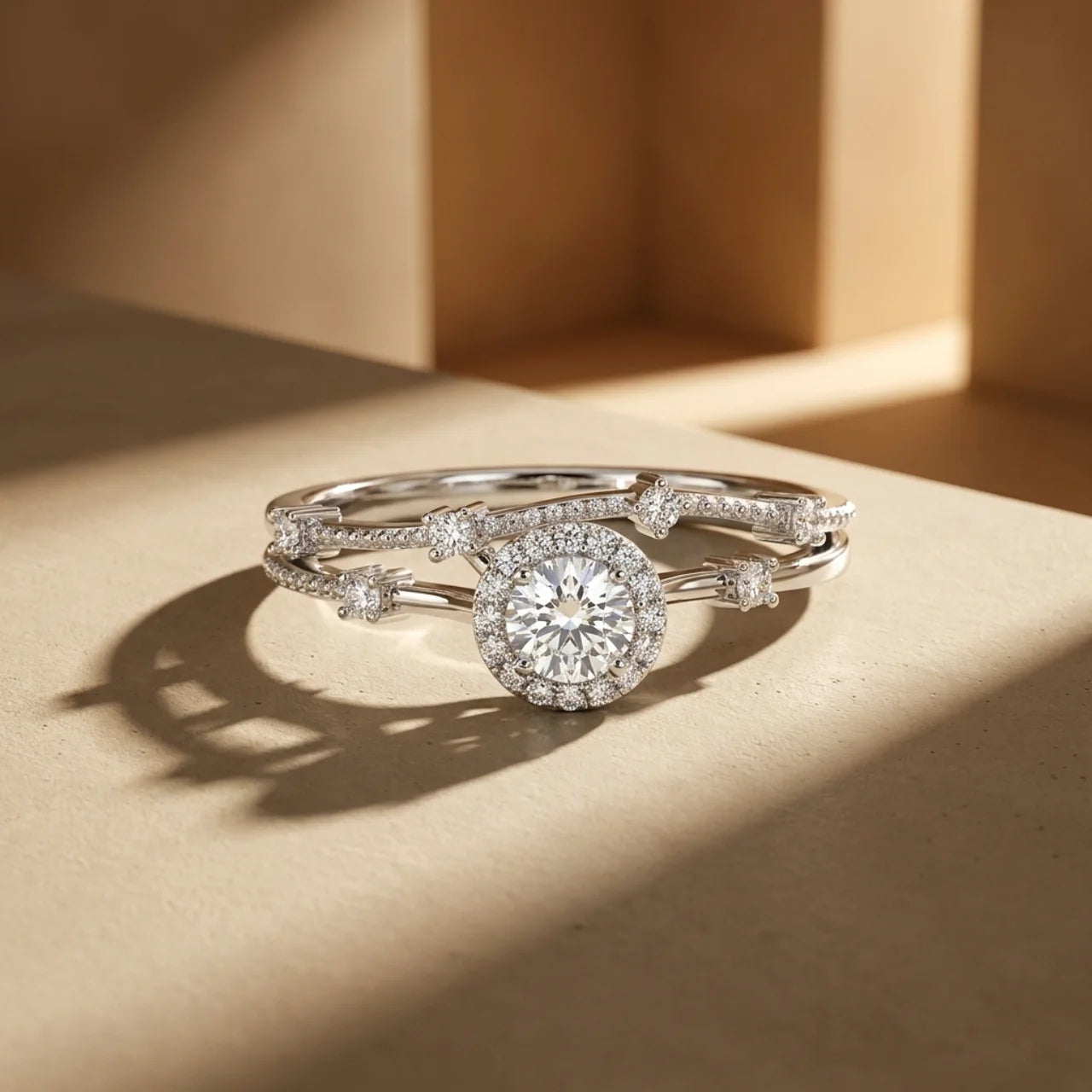 925 Silver Ring with a Round Stone and Luxurious Details