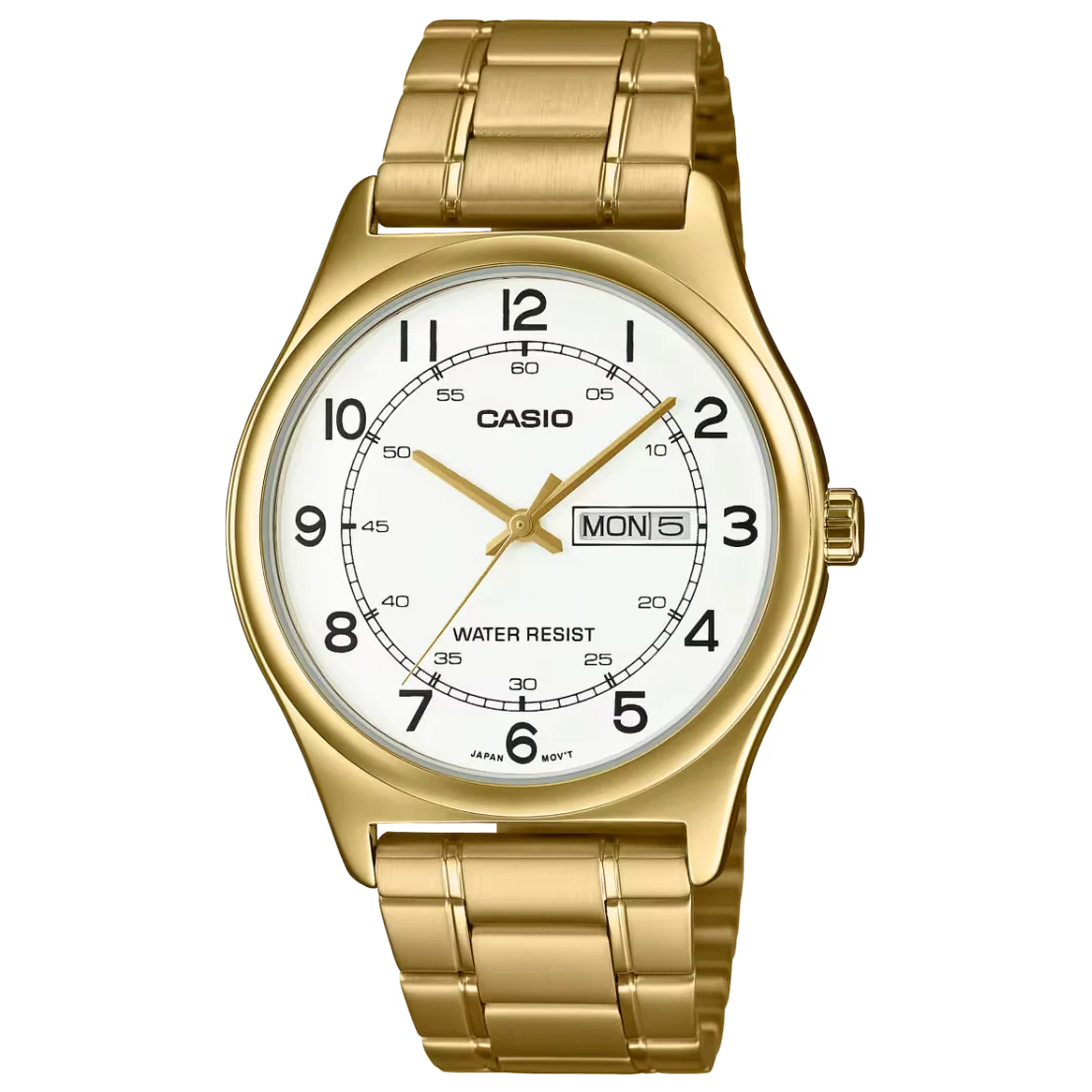 Casio Analog Men's Watch - White Dial, Gold Case and Stainless Steel Band