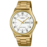 Casio Analog Men's Watch - White Dial, Gold Case and Stainless Steel Band