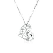 925 Sterling Silver Heart Necklace Adorned with Sparkling Zircon Stones