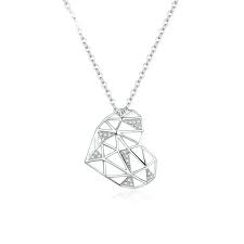925 Sterling Silver Heart Necklace Adorned with Sparkling Zircon Stones