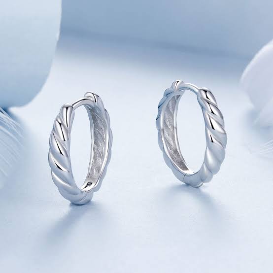 Twisted Hoop Earrings 925 Sterling Silver