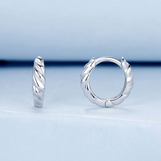 Twisted Hoop Earrings 925 Sterling Silver