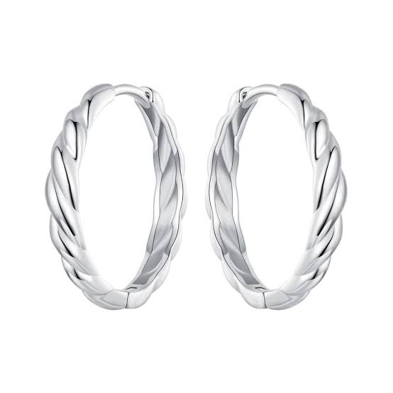 Twisted Hoop Earrings 925 Sterling Silver